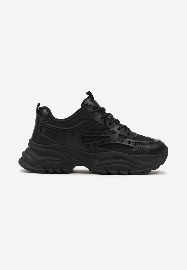Born2be - Czarne Sneakersy przed Kostkę na Grubej Podeszwie Wylara. Okazja: na co dzień. Wysokość cholewki: przed kostkę. Kolor: czarny