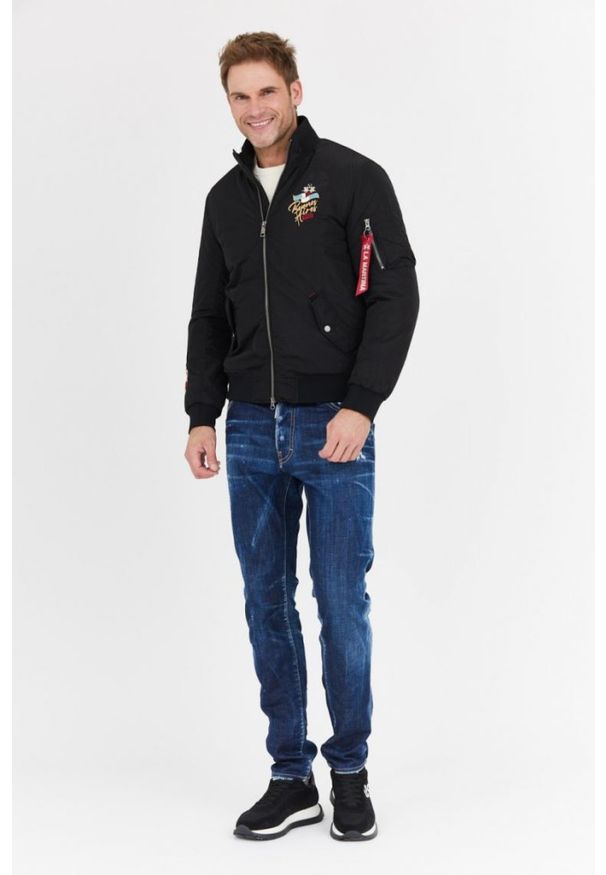 La Martina - LA MARTINA Czarna męska kurtka bomberka, Rozmiar XL. Typ kołnierza: polo. Kolor: czarny. Materiał: nylon