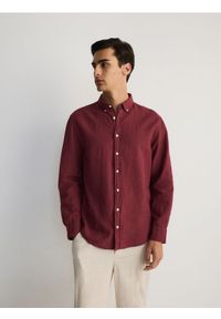 Reserved - Koszula regular z lnem - jasnofioletowy. Kolor: fioletowy. Materiał: len #1