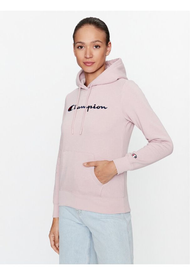 Champion Bluza Hooded Sweatshirt 116579 Różowy Regular Fit. Kolor: różowy. Materiał: syntetyk