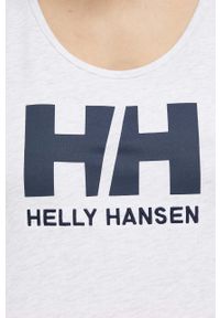 Helly Hansen top bawełniany kolor biały 33838-002. Kolor: biały. Materiał: bawełna. Długość rękawa: na ramiączkach. Długość: długie. Wzór: nadruk #4