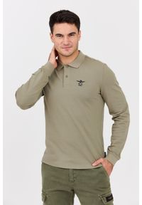 Aeronautica Militare - AERONAUTICA MILITARE Zielony męski longsleeve polo. Okazja: na co dzień. Typ kołnierza: polo. Kolor: zielony. Materiał: bawełna, materiał. Długość rękawa: długi rękaw. Styl: casual #1