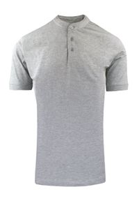 Męski T-Shirt na Stójce - Brave Soul - Popielaty. Okazja: na co dzień. Typ kołnierza: kołnierzyk stójkowy. Kolor: szary. Materiał: bawełna. Sezon: lato, wiosna. Styl: casual