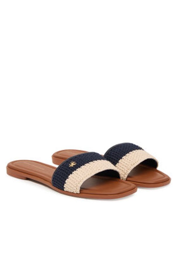 TOMMY HILFIGER - Tommy Hilfiger Klapki Flat Mule Crochet FW0FW09513 Granatowy. Kolor: niebieski. Materiał: materiał