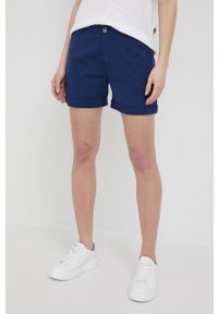 Pepe Jeans szorty JUNIE damskie kolor granatowy gładkie medium waist. Okazja: na co dzień. Kolor: niebieski. Materiał: materiał. Wzór: gładki. Styl: casual #4