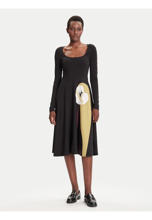 Desigual Sukienka codzienna Lirio 25WWVK29 Czarny Regular Fit. Okazja: na co dzień. Kolor: czarny. Materiał: bawełna. Typ sukienki: proste. Styl: casual