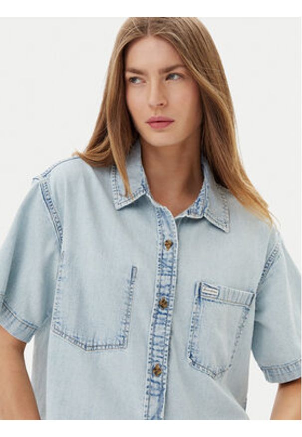 Guess Jeans Koszula W5GH0F D5M83 Niebieski Regular Fit. Kolor: niebieski. Materiał: bawełna