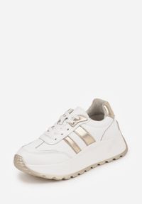 Renee - Białe Sneakersy ze Skóry Naturalnej na Platformie Cezella. Okazja: na co dzień. Kolor: biały. Materiał: skóra. Obcas: na platformie #4