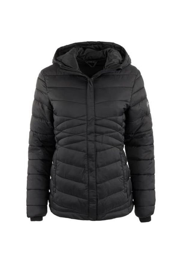 ALPINE PRO - Kurtka uniwersalna damska Alpine Pro Jadera. Typ kołnierza: kaptur. Kolor: czarny. Materiał: syntetyk. Sezon: zima. Sport: narciarstwo