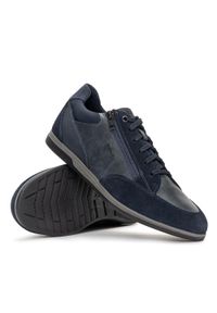 Geox - Sneakersy męskie GEOX U Renan A (U164GE 022CL C4064). Kolor: niebieski. Materiał: skóra, materiał. Szerokość cholewki: normalna