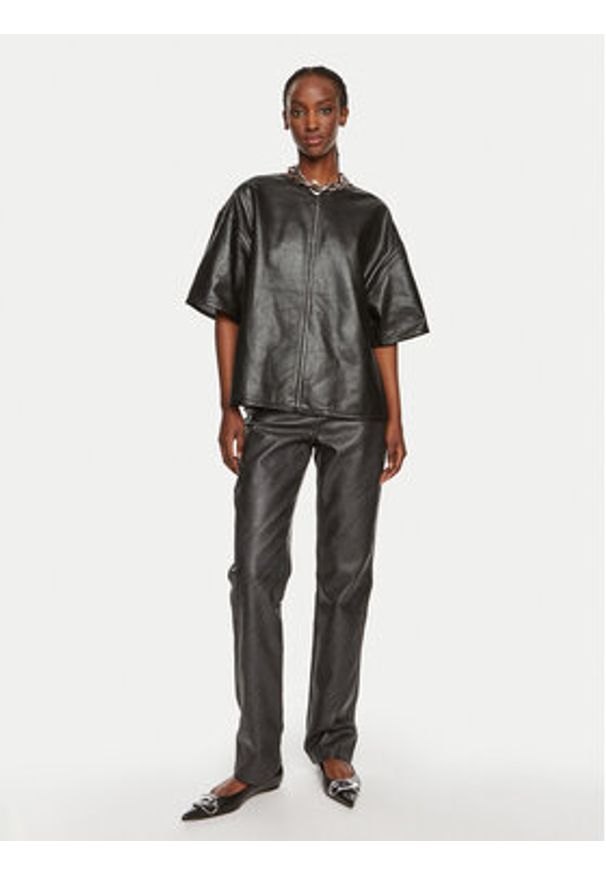 Day Birger et Mikkelsen - DAY BIRGER ÉT MIKKELSEN Bluzka Avril DAY65243200 Czarny Relaxed Fit. Kolor: czarny. Materiał: skóra