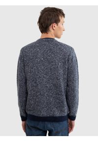 Big-Star - Sweter męskie z kontrastowymi ściągaczami granatowy Softon 403. Kolor: niebieski. Materiał: jeans, materiał. Styl: elegancki