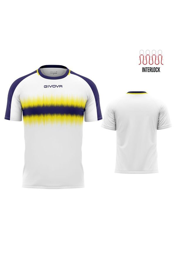 T-shirt Givova Sport XL - Oddychowy Niebiesko-Żółty Design. Kolor: niebieski, żółty, wielokolorowy. Materiał: poliester. Sport: fitness, kolarstwo, joga i pilates