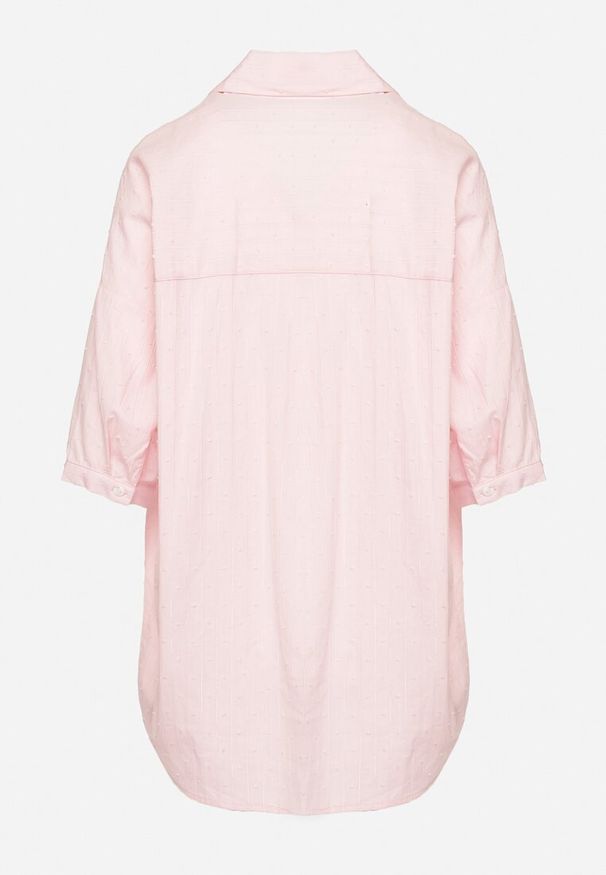 Born2be - Różowa Bawełniana Koszula z Krótkim Rękawem Tinalyni. Okazja: na spotkanie biznesowe, do pracy. Kolekcja: plus size. Kolor: różowy. Materiał: bawełna. Długość rękawa: krótki rękaw. Długość: krótkie. Styl: klasyczny, biznesowy, elegancki