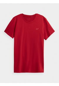 4f - T-shirt regular gładki męski. Kolor: czerwony. Materiał: bawełna. Wzór: gładki #1