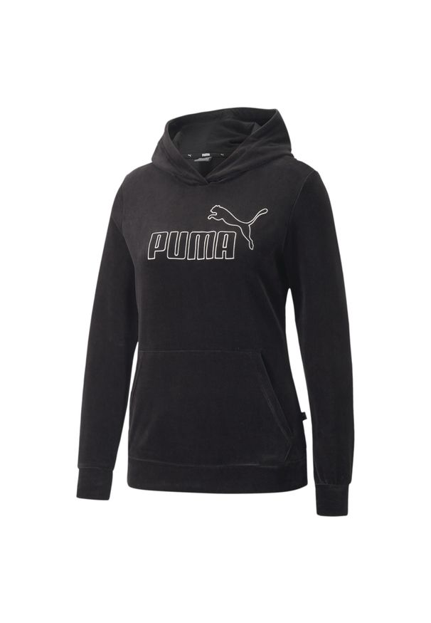 Puma Bluza Ess+ Velour 67000801. Kolor: czarny. Materiał: dresówka