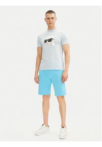 Karl Lagerfeld - KARL LAGERFELD T-Shirt 755073 552251 Błękitny Regular Fit. Typ kołnierza: dekolt w karo. Kolor: niebieski. Materiał: bawełna #2