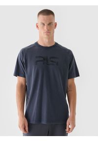 4f - 4F T-shirt oversize męski 4F x Robert Lewandowski - szary XL. Kolor: szary. Materiał: dzianina, bawełna, jersey. Długość rękawa: krótki rękaw. Długość: krótkie. Wzór: gładki, nadruk, ze splotem. Styl: klasyczny