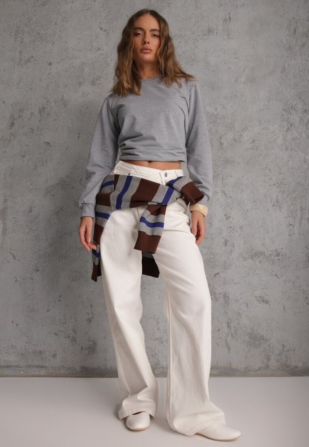 Renee - Szara Casualowa Bluza z Bawełną Akko. Okazja: na co dzień. Kolor: szary. Materiał: bawełna. Styl: casual