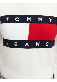 Tommy Jeans Sweter Flag DW0DW22930 Biały Regular Fit. Kolor: biały. Materiał: bawełna #5