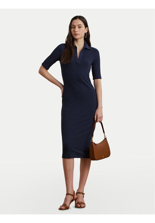 Lauren Ralph Lauren - LAUREN RALPH LAUREN Sukienka dzianinowa 200973609001 Granatowy Slim Fit. Kolor: niebieski. Materiał: wiskoza, syntetyk