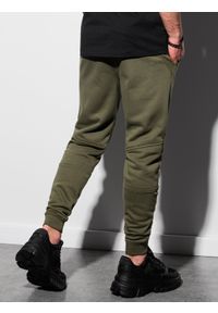 Ombre Clothing - Spodnie męskie dresowe P954 - ciemnooliwkowe - XXL. Kolor: szary. Materiał: dresówka. Wzór: gładki #2