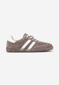 Renee - Brązowe Płaskie Sneakersy ze Skóry Naturalnej z Ozdobnymi Paskami Nelarielis. Okazja: na co dzień, na spacer. Zapięcie: pasek. Kolor: brązowy. Materiał: skóra. Wzór: paski. Obcas: na obcasie. Wysokość obcasa: niski. Sport: turystyka piesza #5