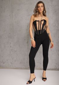Renee - Czarne Casualowe Legginsy High Waist z Pasem Wspierającym Linię Talii Azivera. Okazja: na co dzień. Stan: podwyższony. Kolor: czarny. Styl: casual #2