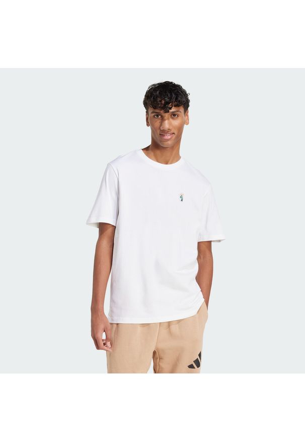 Adidas - Koszulka Dog Sock Patch Graphic. Kolor: biały. Materiał: bawełna. Sport: fitness