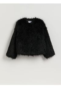 Reserved - Kurtka z imitacji futra - czarny. Kolor: czarny. Materiał: futro #1