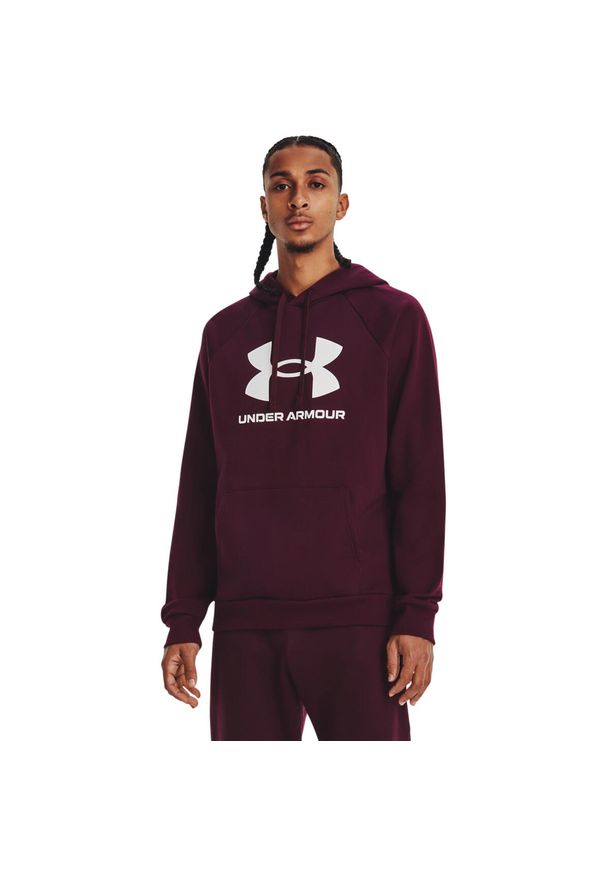 Bluza z kapturem męskie Under Armour Rival Fleece Hoodie. Typ kołnierza: kaptur. Kolor: fioletowy. Materiał: bawełna, materiał. Sport: fitness