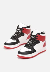 Renee - Biało-Czerwone Sneakersy Sznurowane za Kostkę z Perforacją Filomena. Wysokość cholewki: za kostkę. Kolor: biały #3