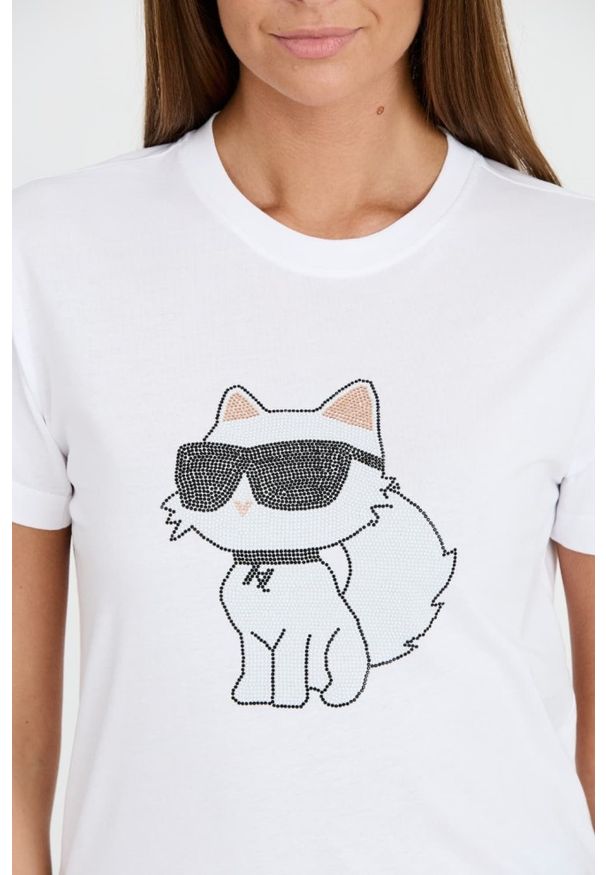 Karl Lagerfeld - KARL LAGERFELD Biały damski t-shirt Ikonik 2.0, Rozmiar XS. Kolor: biały