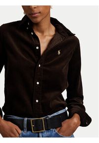 Polo Ralph Lauren Koszula 211971526002 Brązowy Slim Fit. Typ kołnierza: polo. Kolor: brązowy. Materiał: bawełna #6