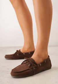 Renee - Brązowe Mokasyny VICES z Wkładką ze Skóry Naturalnej ze Sznurowaniem Nairis. Nosek buta: okrągły. Zapięcie: sznurówki. Kolor: brązowy. Materiał: skóra. Obcas: na obcasie. Wysokość obcasa: niski #3