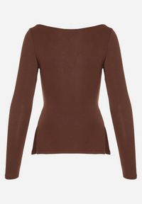 Born2be - Brązowa Bluzka z Wiskozą i Marszczeniem Furitta. Okazja: na co dzień. Kolor: brązowy. Materiał: wiskoza. Styl: casual, klasyczny #5