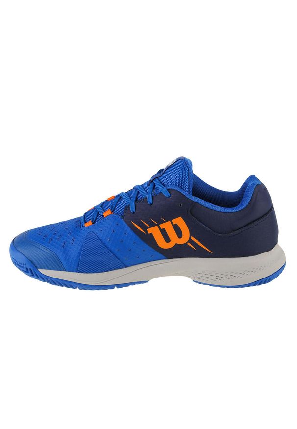 Buty do tenisa męskie, Wilson Kaos Comp 3.0. Zapięcie: sznurówki. Kolor: niebieski. Materiał: syntetyk, materiał. Szerokość cholewki: normalna. Sport: tenis