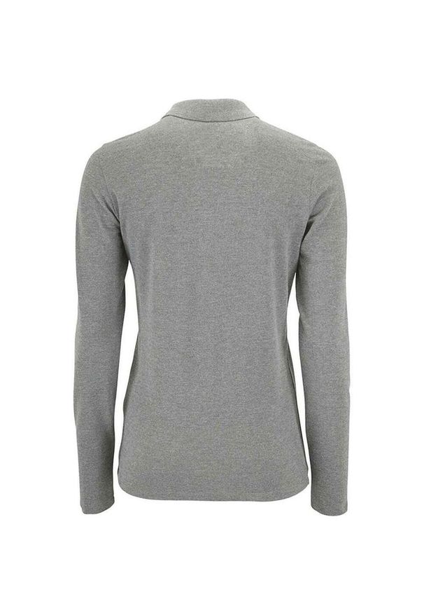 SOL'S - Damska Koszulka Polo Z Długim Rękawem Perfect Melange Pique. Typ kołnierza: polo. Kolor: szary. Długość rękawa: długi rękaw. Długość: długie