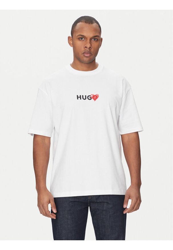 Hugo - HUGO T-Shirt Dewdam 50530557 Biały Relaxed Fit. Kolor: biały. Materiał: bawełna