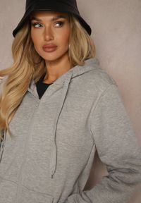 Renee - Szara Klasyczna Bluza z Kapturem i Sznurkami Ballata. Okazja: na co dzień. Typ kołnierza: kaptur. Kolor: szary. Materiał: jeans, materiał. Długość rękawa: długi rękaw. Długość: długie. Styl: klasyczny #4