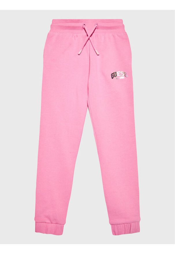 Guess Spodnie dresowe J3RQ11 KA6R0 Różowy Regular Fit. Kolor: różowy. Materiał: bawełna