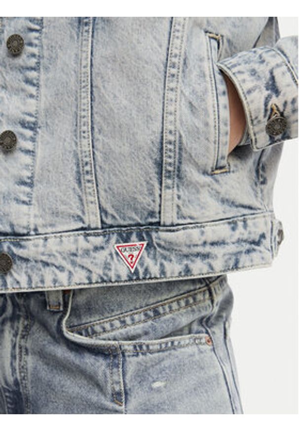 Guess Jeans Kurtka jeansowa W6GN56 D5M57 Niebieski Oversize. Kolor: niebieski. Materiał: bawełna