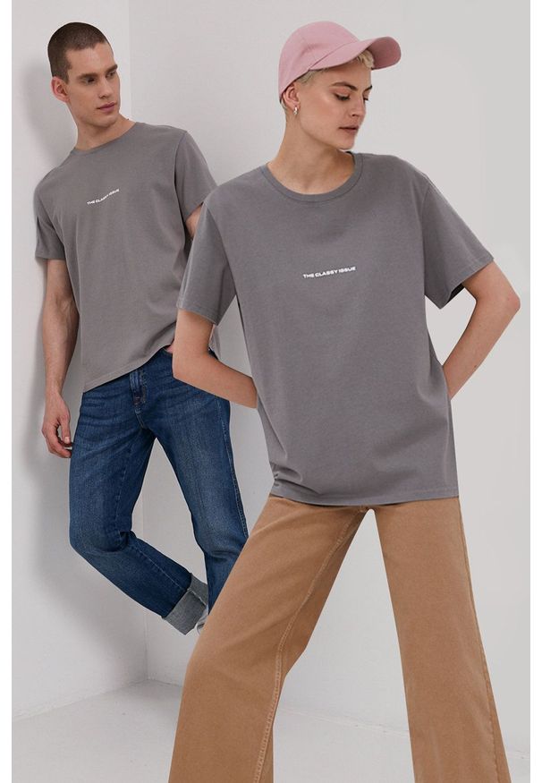 The Classy Issue - T-shirt. Okazja: na co dzień. Kolor: szary. Materiał: dzianina. Wzór: gładki. Styl: casual