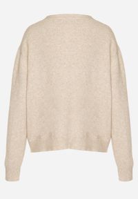 Born2be - Beżowy Rozpinany Kardigan z Dodatkiem Kaszmiru Vetirira. Okazja: na co dzień. Kolor: beżowy. Materiał: kaszmir. Styl: klasyczny, casual #7