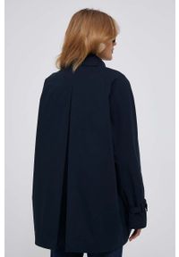 TOMMY HILFIGER - Tommy Hilfiger płaszcz damski kolor granatowy przejściowy dwurzędowy. Kolor: niebieski. Materiał: bawełna. Długość rękawa: raglanowy rękaw #3