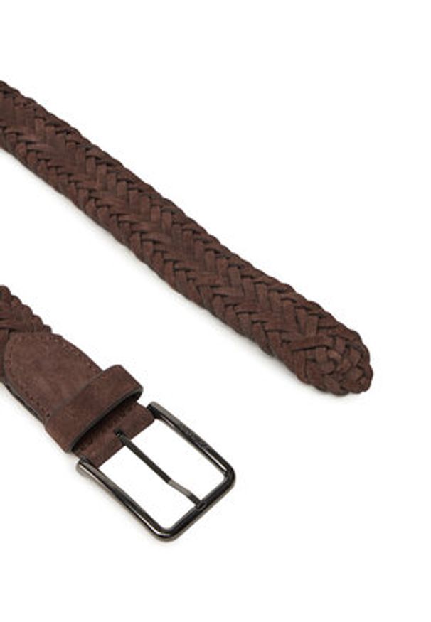 Calvin Klein Pasek Męski Warmth Braided Suede 35Mm K50K512841 Brązowy. Kolor: brązowy. Materiał: skóra, zamsz
