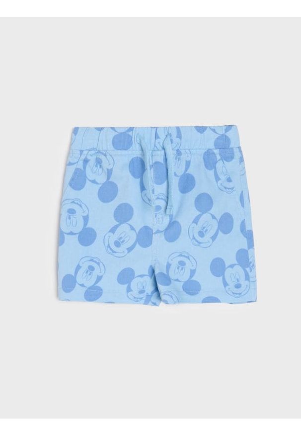 Sinsay - Szorty jeansowe Mickey Mouse - niebieski. Kolor: niebieski. Materiał: jeans. Wzór: motyw z bajki