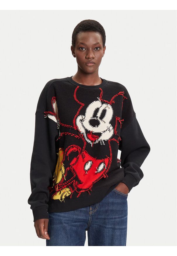 Desigual Bluza Hello Mickey 25WWSK14 Czarny Regular Fit. Kolor: czarny. Materiał: bawełna