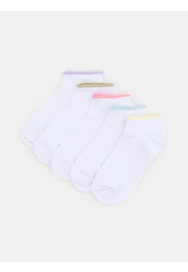 Sinsay - Prążkowane skarpetki 5 pack - biały. Kolor: biały. Materiał: prążkowany