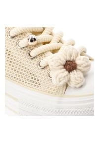 Sneakersy damskie Filippo, cholewka z materiału tekstylnego siateczkowego wiązanie z przodu ozdobne grube sznurówki, beżowy, DTN7855/26. Okazja: na co dzień. Zapięcie: sznurówki. Kolor: beżowy. Materiał: materiał. Szerokość cholewki: normalna. Wzór: kwiaty, ażurowy. Styl: klasyczny, casual #5